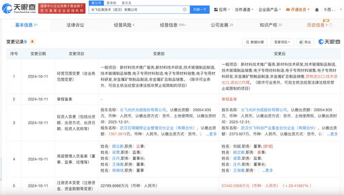 长飞石英技术武汉公司注册资本增至2.74亿，新材料技术推广服务迎来新动能